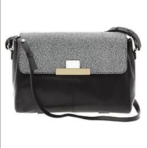 Banana Republic Handbags - 𝅺BANANA Republic Joan Black/White 100% Cow Leather Crossbody Bag Purse